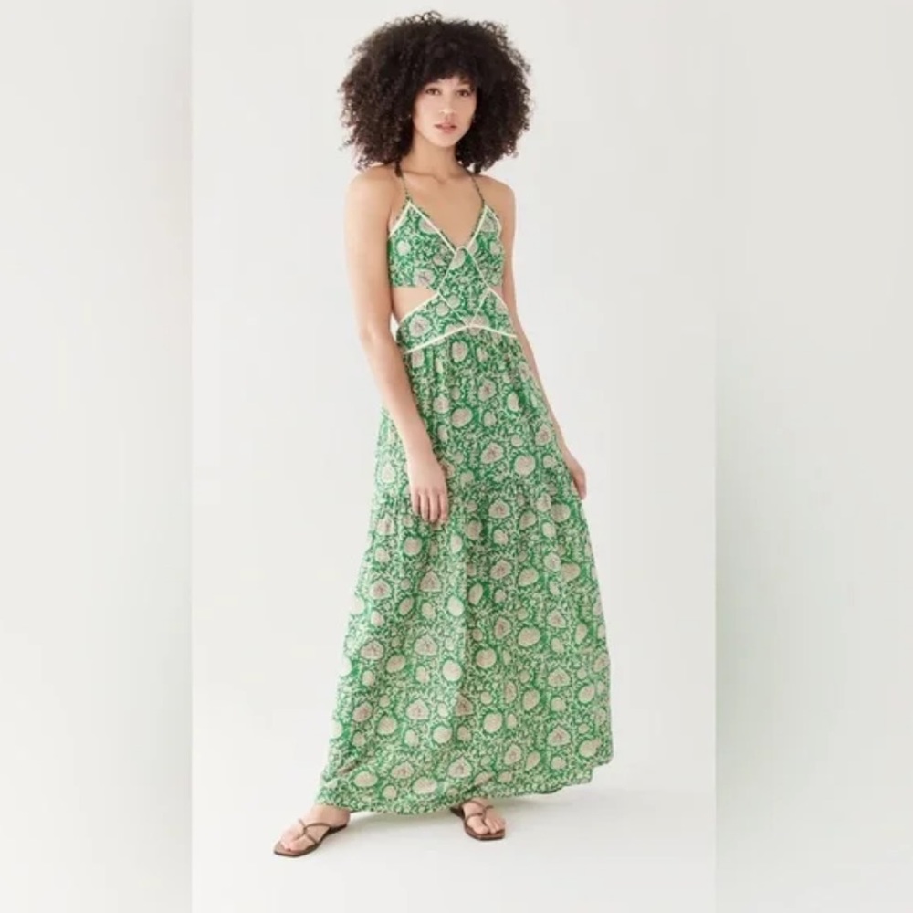 BA&SH green cut out maxi dress, size 2
